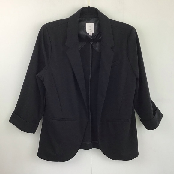 Lauren Conrad open front 3/4 roll up sleeve black blazer. Size 12 - Picture 1 of 5